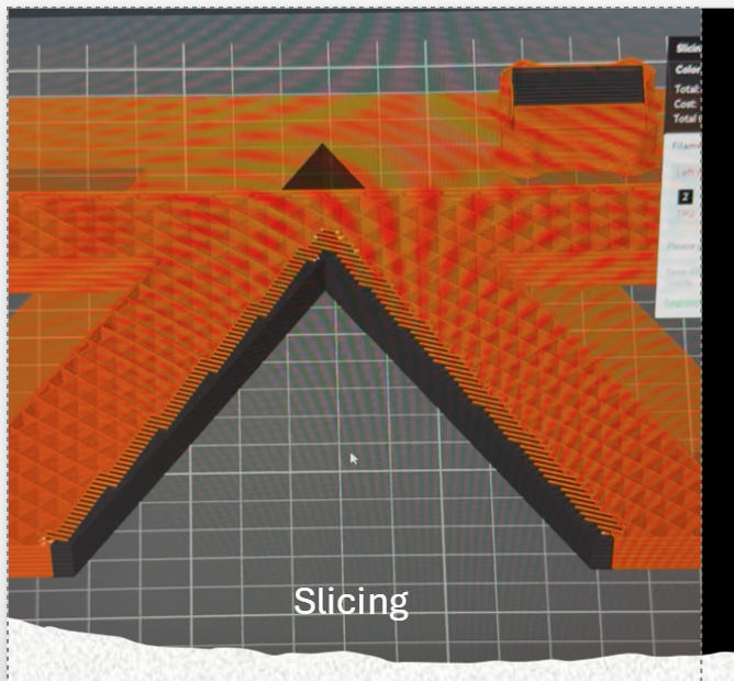 3D printer slicing preview of the V-holder